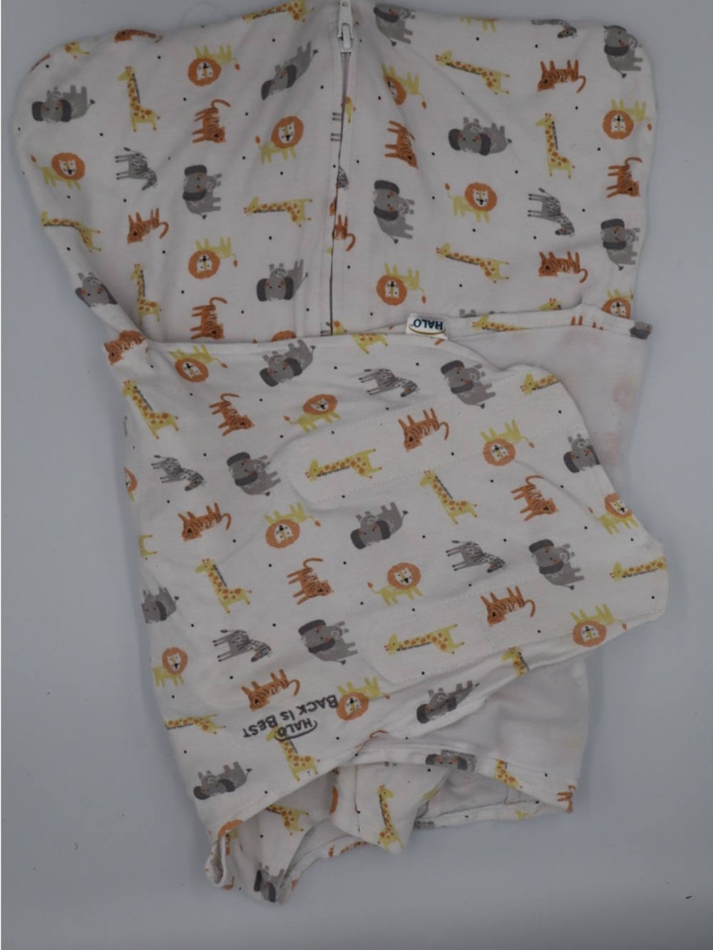 Halo Kids One-Piece White with Yellow and Brown Safari Animal Print